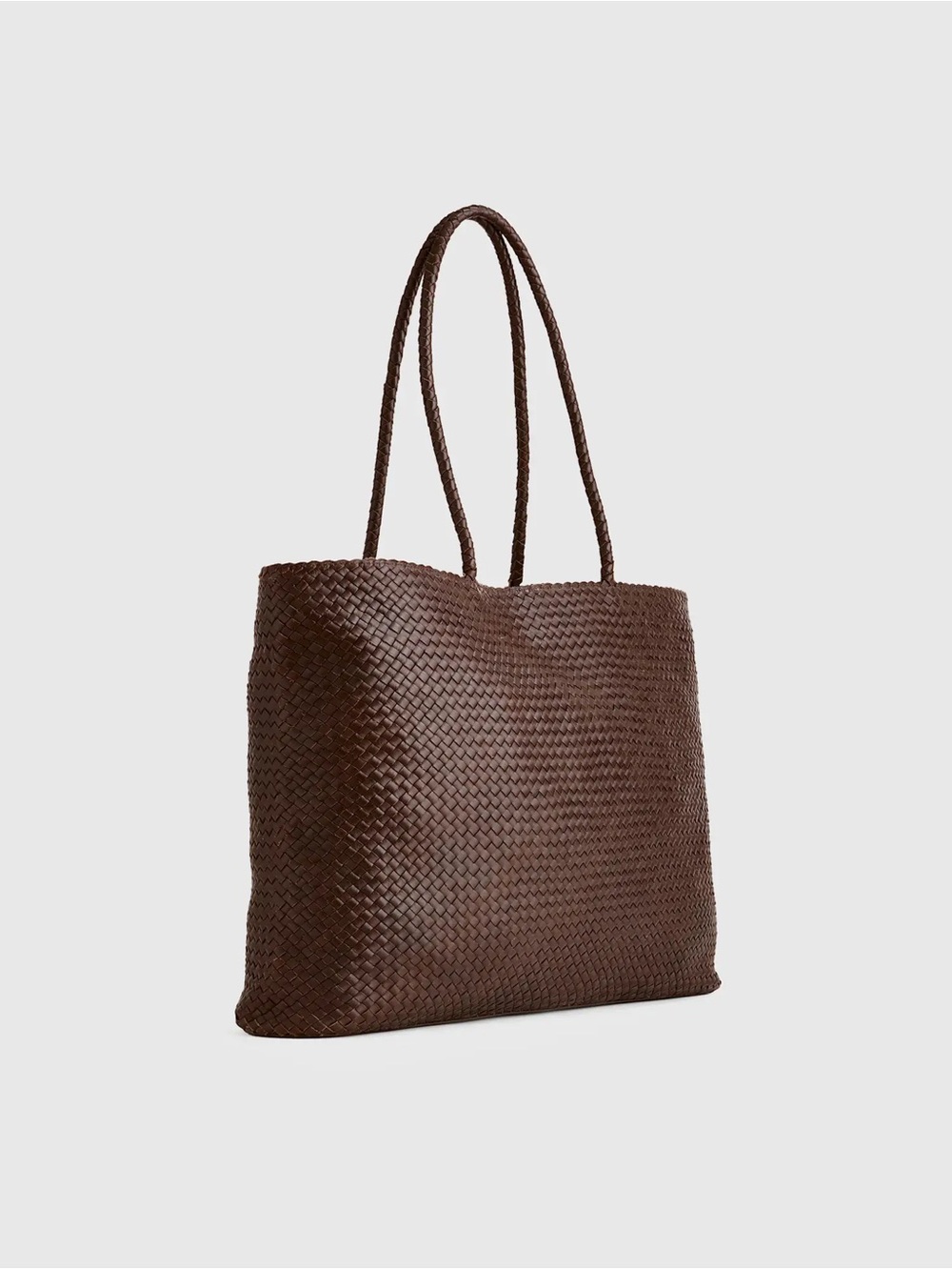 Quince Woven Italian Leather Tote Bag - Dark Brown - Picture 7 of 8